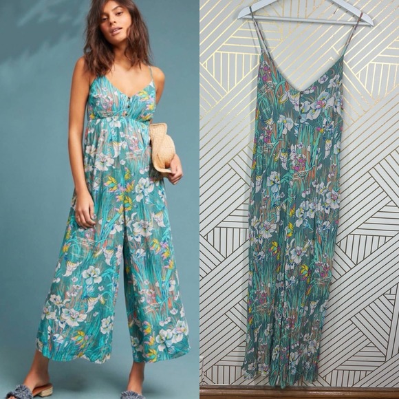 Anthropologie Pants - Anthropologie Akemi + Kin Baton Rouge Floral Jumpsuit Green Size Medium